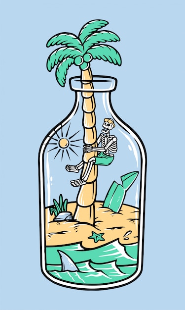 Island illustration. free concept