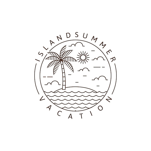 Island illustration monoline or line art style vector