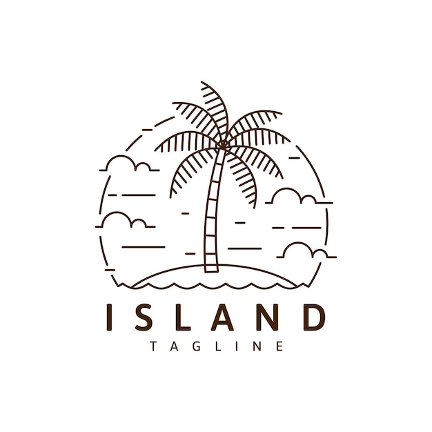 Island illustration monoline or line art style