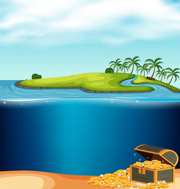 An Island and underwater Treasure