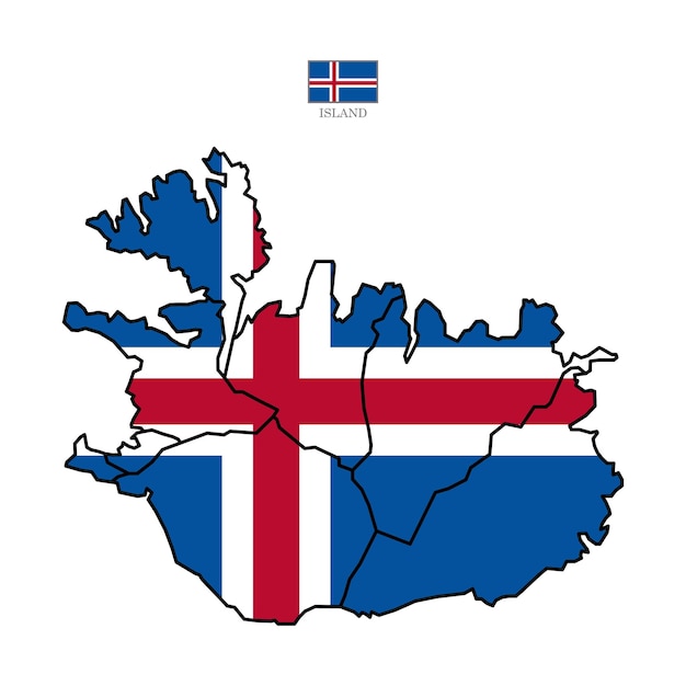 Vector island vector map with flag and state in color background map eps 10