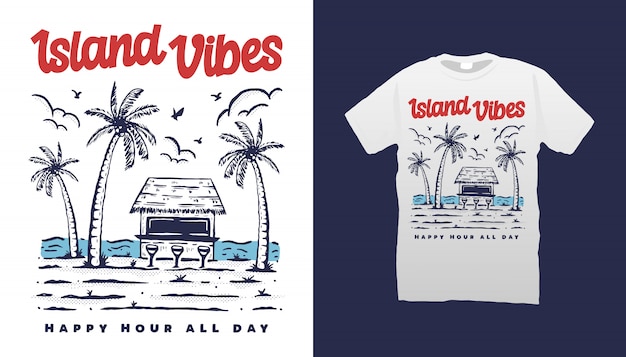 ベクトル island vibes tシャツ