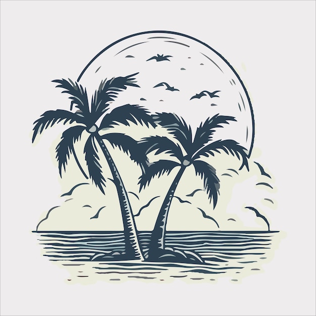 An island with palms and the sea