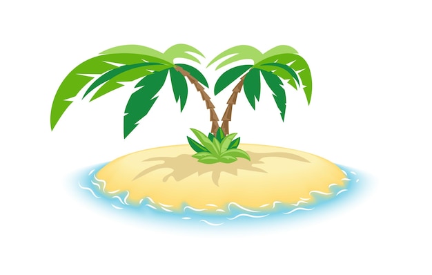 Остров с двумя пальмами и песком