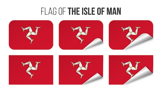 Isle of Man vlag etiketten stickers set Vector illustratie 3d vlaggen van Isle of Man geïsoleerd op wit