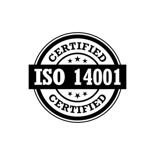 ISO 14001 gecertificeerd label, badge vectorillustratie