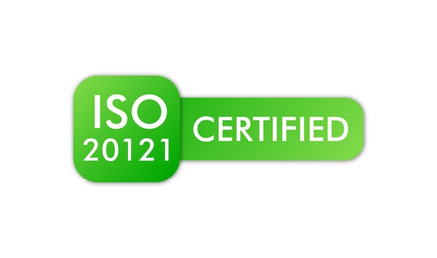 ISO 20121 Gecertificeerd badgepictogram Certificeringsstempel Platte ontwerpvector