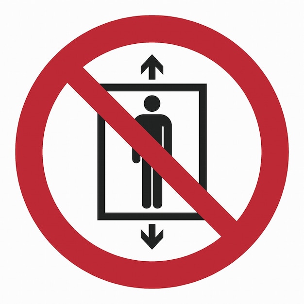 ISO 7010 registered safety signs graphical symbols pictogram prohibition lift for people