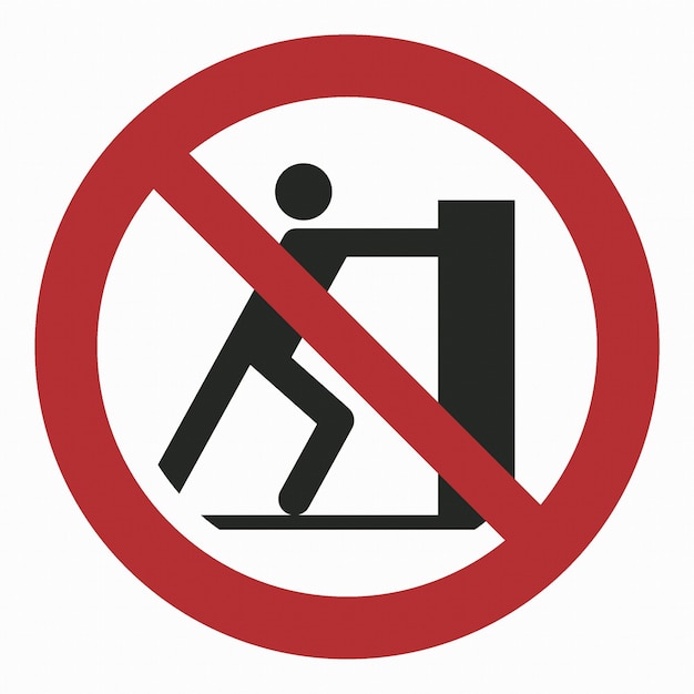 ISO 7010 등록된 안전 표지판, 그래픽 기호, 픽토그램, 밀어붙이는 금지