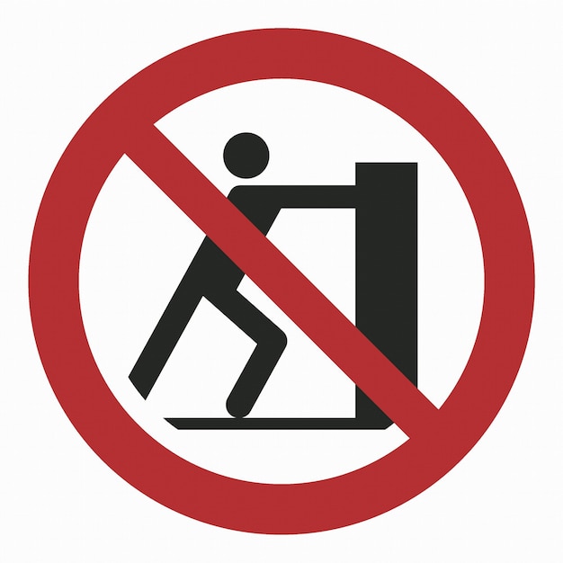 ISO 7010 registered safety signs graphical symbols pictogram prohibition No pushing