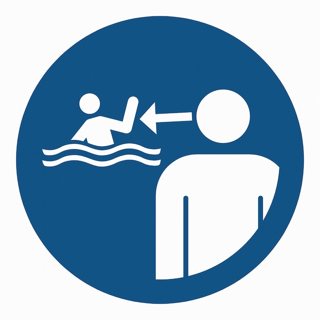 Vettore iso 7010 simboli segni di sicurezza obbligatori tenere i bambini sotto sorveglianza nell'ambiente acquatico