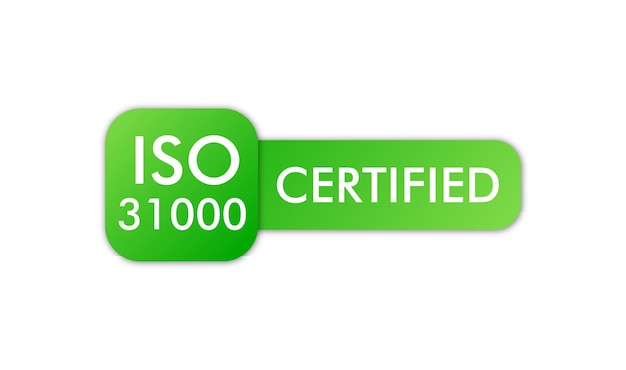 ISO 9001 Certified badge icon Certification stamp Flat design vector