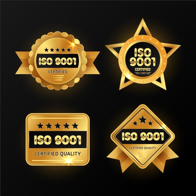 Collezione di badge di certificazione iso