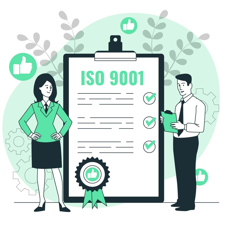 Vector iso certification concept illustration
