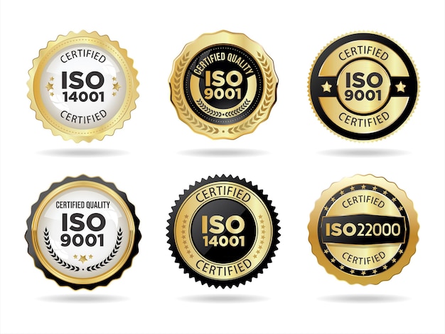 Vector iso certification golden stamp vector collection