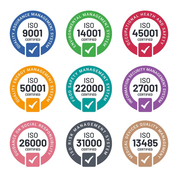 ISO Certification stamp and labels collection