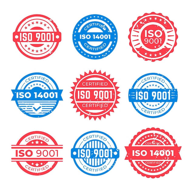 Vector iso certification stamp set
