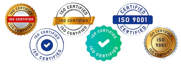 Vettore certificato iso cerchio timbro etichetta sigillo emblema distintivo segno per la conferma della garanzia accreditato