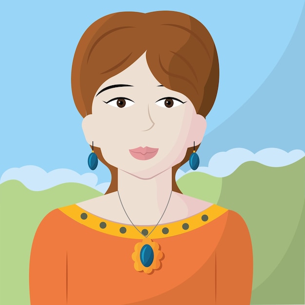 Isoalted cute female royalty avatar with necklace Vector