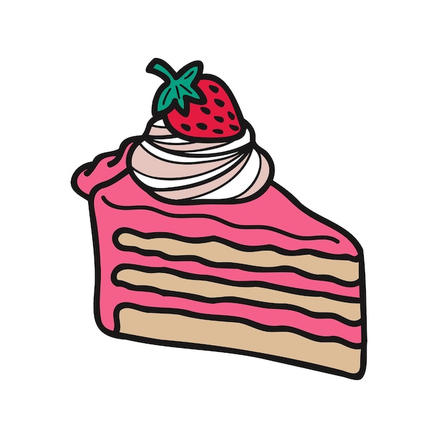 isolate bakery strawberry cake vector