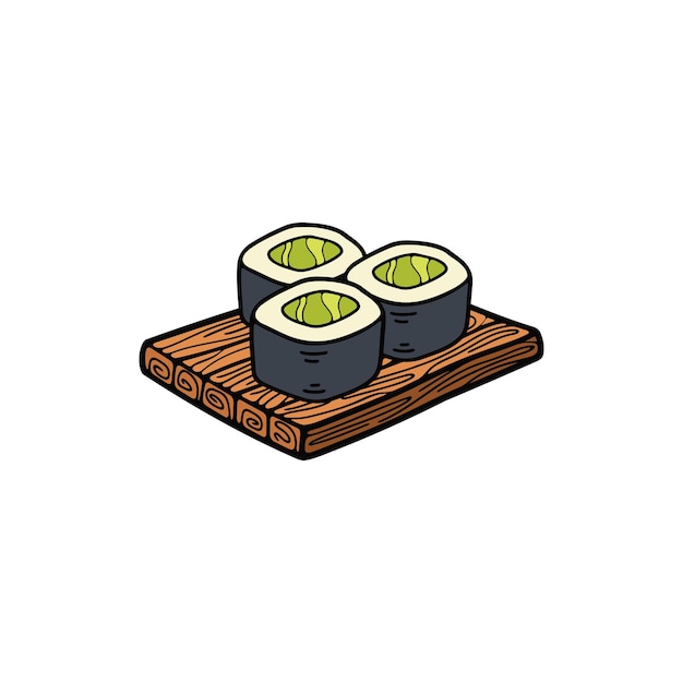 Vector isolate maki sushi japanese food flat style illustration