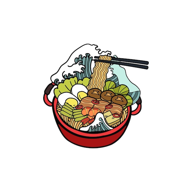 Vector isolate suki yaki japanese food flat style illustration