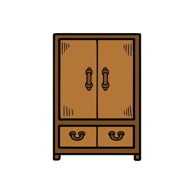 Vector isolate wood wardrobe on background