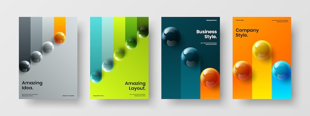 Isolated 3D balls corporate brochure illustration set