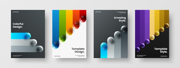 Isolated 3d spheres company identity concept bundle