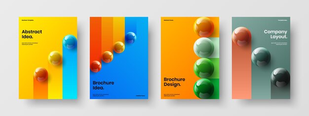 Isolated 3D spheres poster concept set