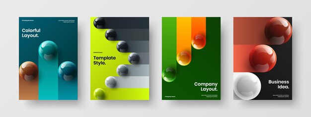 Vector isolated 3d spheres poster illustration collection