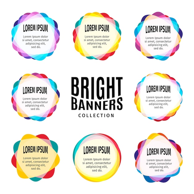 Vector isolated abstract bright colorful round shape logo set on the white background advertising banners