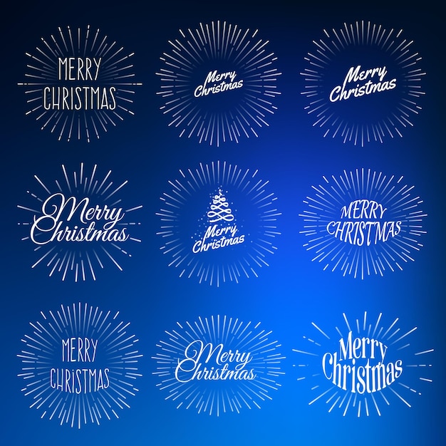 Isolated abstract merry christmas emblems set round shape xmas greeting cards collection new year