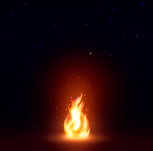 Isolated abstract realistic fire flame image