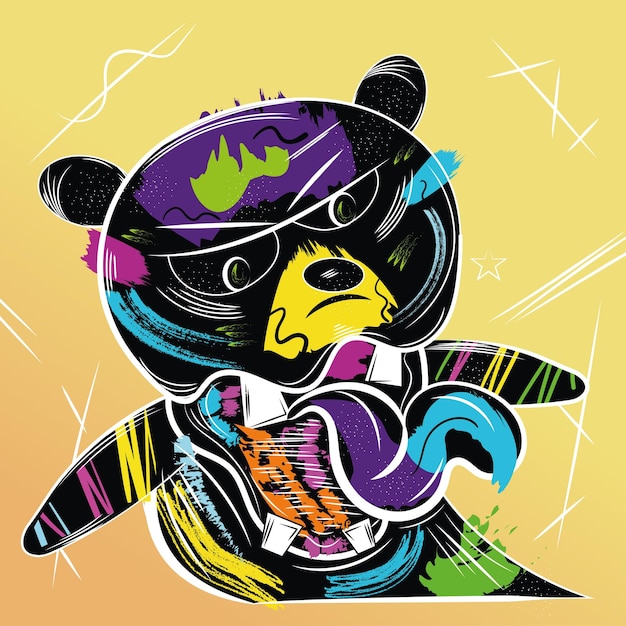 Isolated abstract retro bear grafitti monster Vector