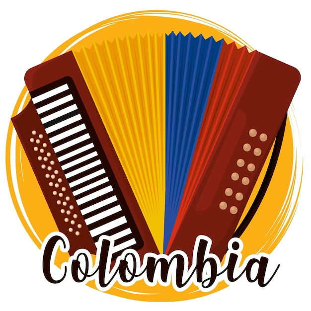 Вектор Изолированный музыкальный инструмент аккордеон колумбия векторная иллюстрация