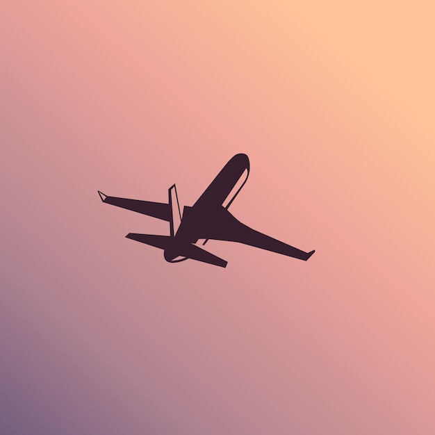 Vector isolated airliner airplane vector illustration logo icon sunrise sunshine background