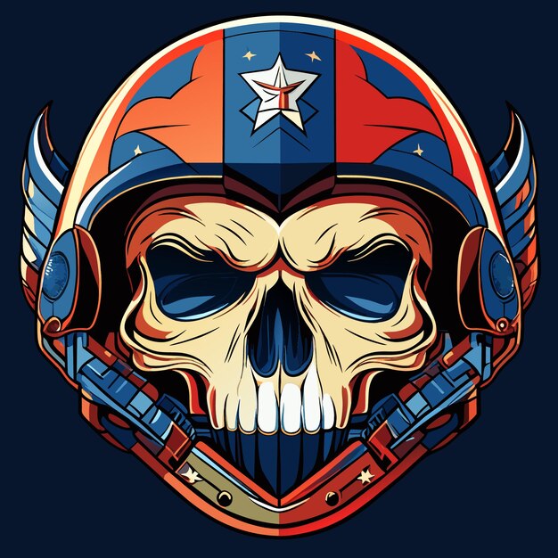 Vector isolated american flag skull art