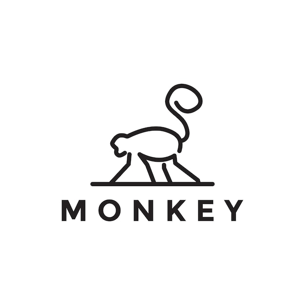 나무 로고 디자인 벡터 그래픽 기호 아이콘 그림에 고립 된 동물 라인 걷는 원숭이
