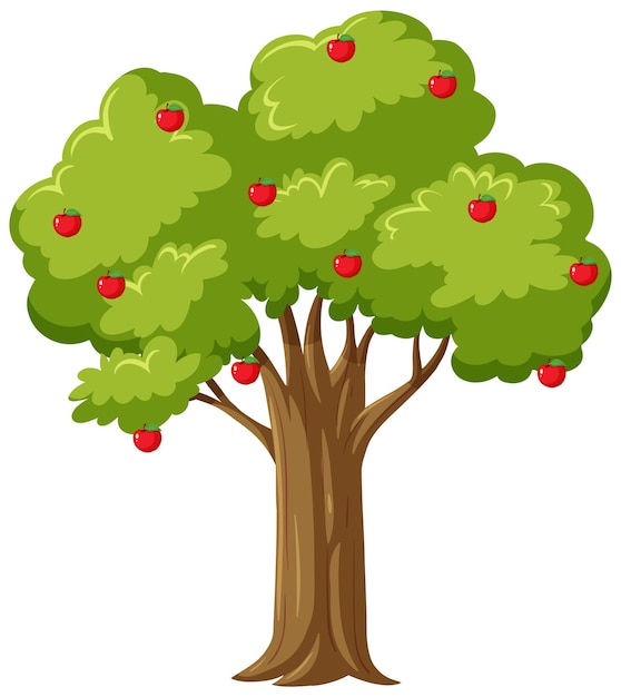 Vector isolated apple tree in cartoon style