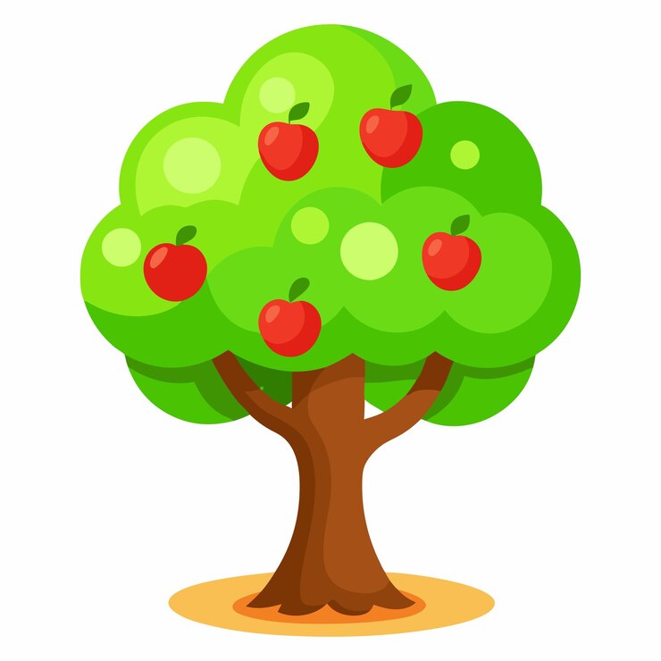 Vector isolated apple tree new design vector background white