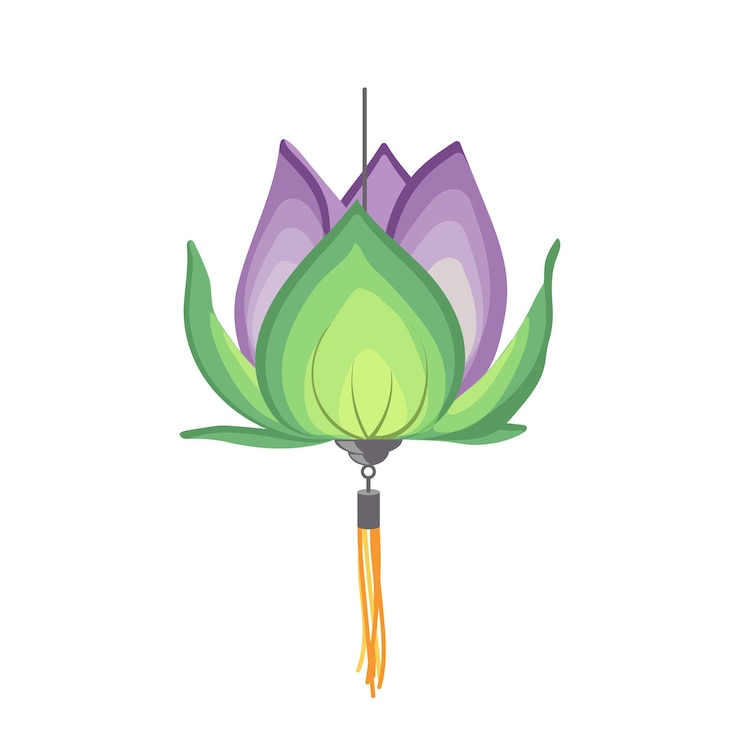 Vector isolated asian paper lantern in shape of lily flower bloom vector illustration on white background