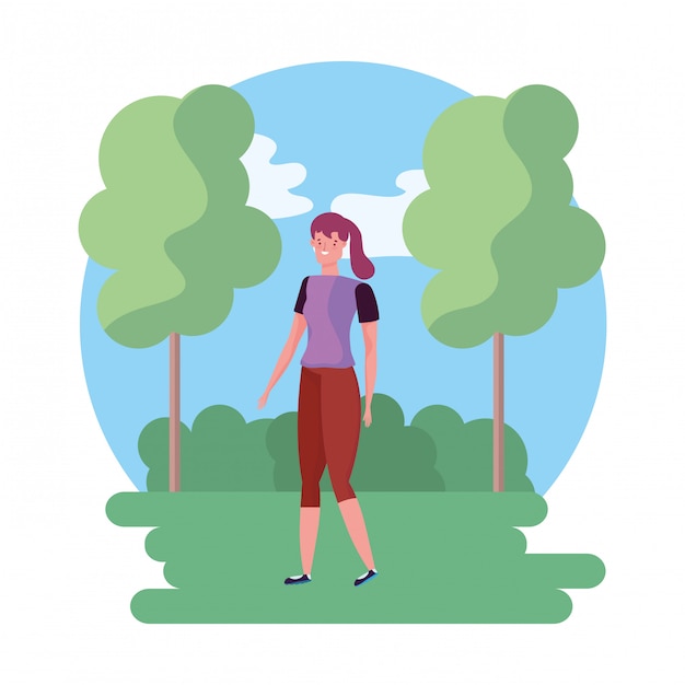 Isolated avatar woman in park 