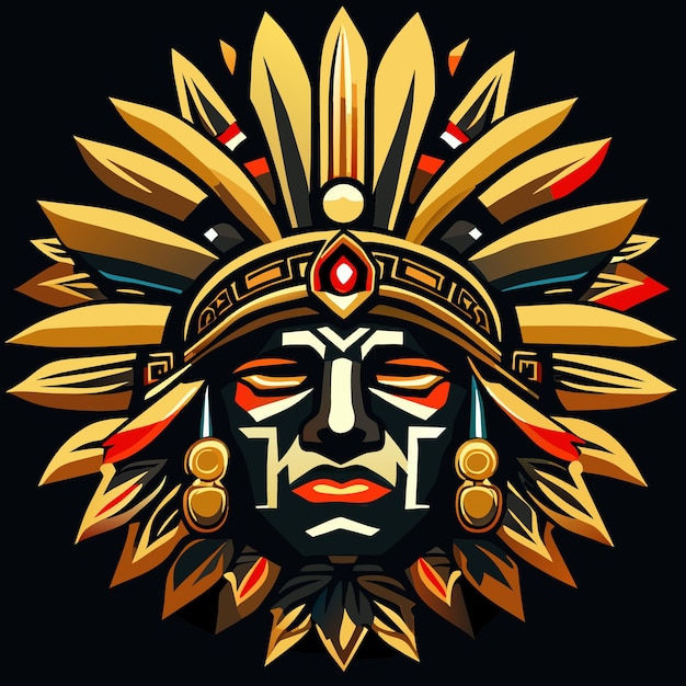 Isolated Aztec Characters Vector Design Elements