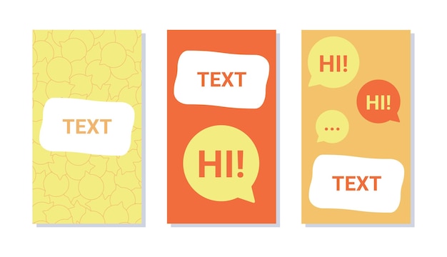 isolated banner templates with bubbles with hi text in orange colors social media banners vector i