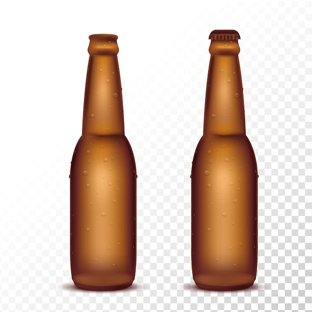 Vettore bottiglia da birra isolata su priorità bassa trasparente