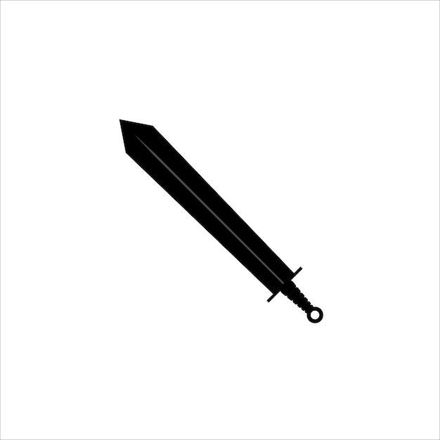 An isolated big sword icon on a white background Fantasy Warrior Silhouette design weapons