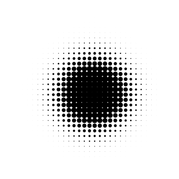 Isolated black color abstract round shape halftone dotted cartoon comics blot background dots decorative elements vector illustration