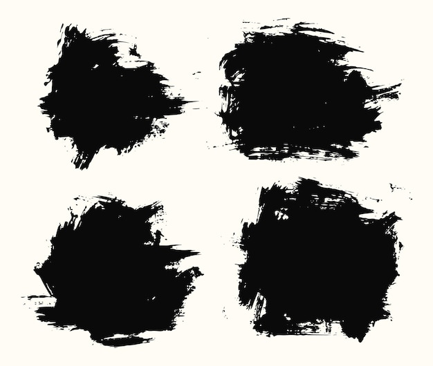 Set di pennellate di inchiostro di colore nero isolato