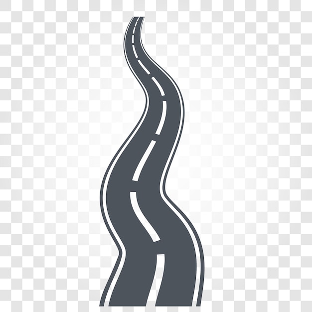 Vector isolated black color road or highway with dividing markings on checkered background vector illustration